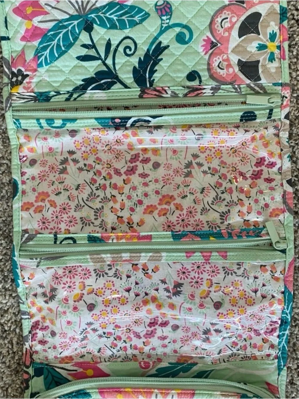 Vera Bradley Mint Floral Quilted Tote